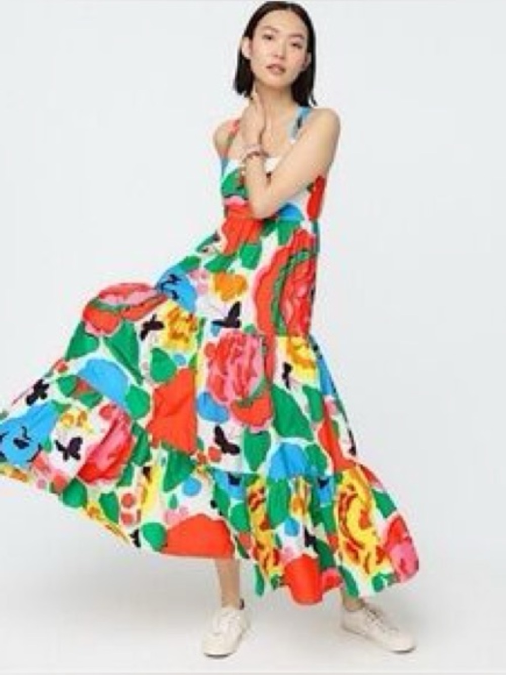 J. Crew Cross Back Empire Waist Maxi Dress Ratti Jardin Floral Print Sz 8 - Picture 3 of 9